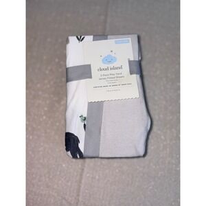 Cloud Island Play Yard Sheets Baby 27x39 Grey White NEW 2-Pack Animal Solid